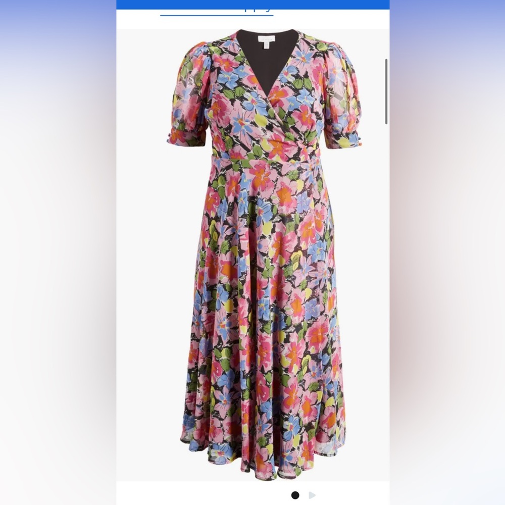 NWT Topshop Printed Midi Wrap Dress in Bright Floral Size 16
